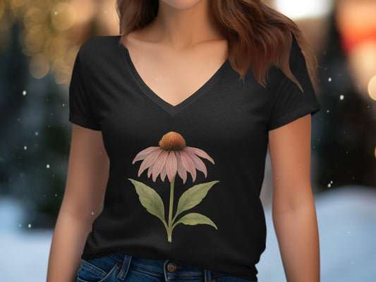 Beautiful Pink Flower Graphic Design on T-Shirt Product