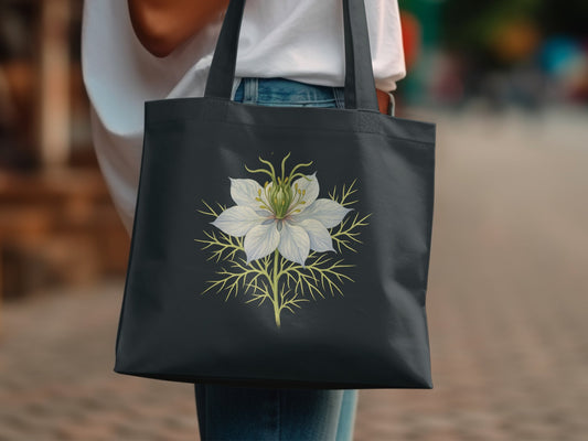 Large Black Tote Bag with Elegant Floral Design product