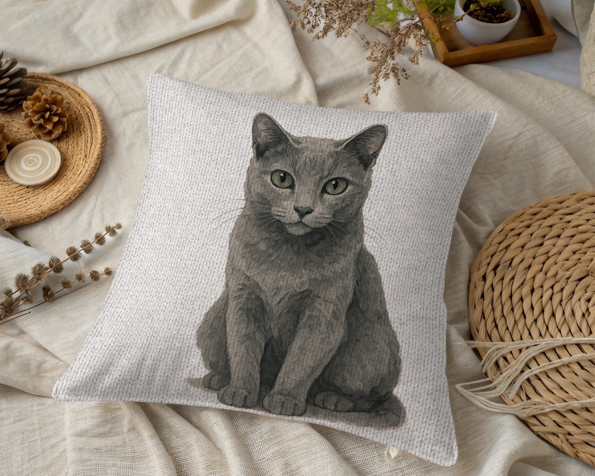 Adorable Gray Cat Printed Cushion Cover product type