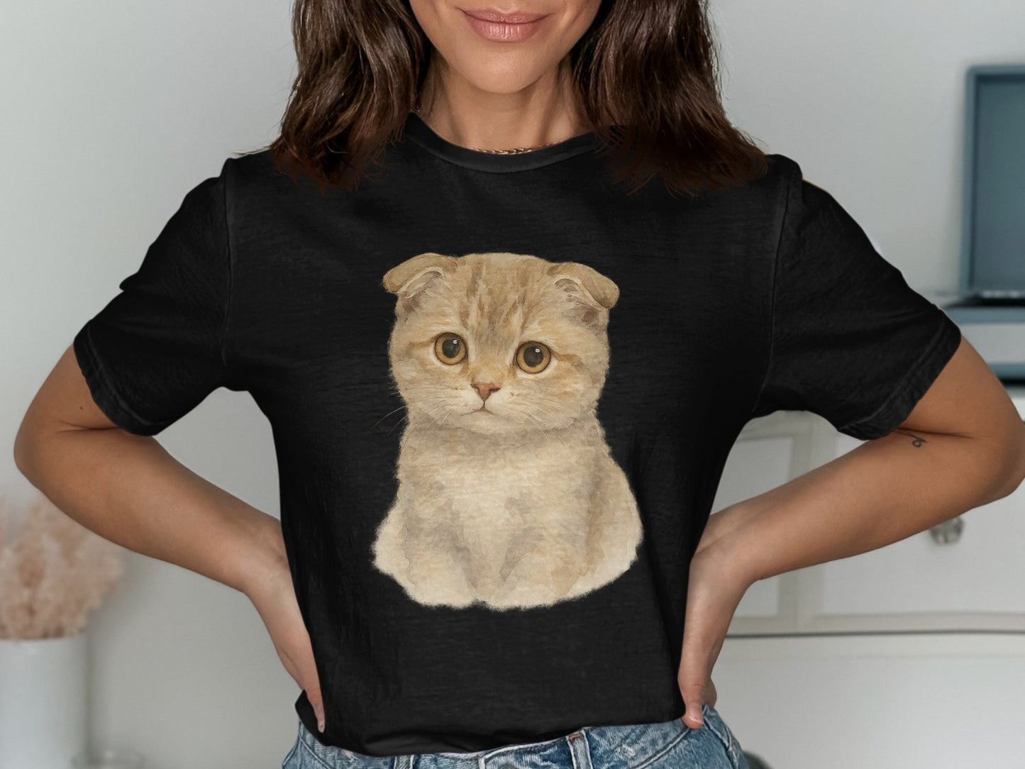 Cute Kitten Graphic Design on Black Shirt product
