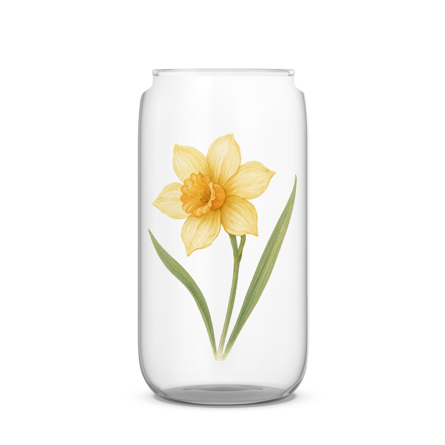 Daffodil Flower Print Transparent Cylindrical Vase product