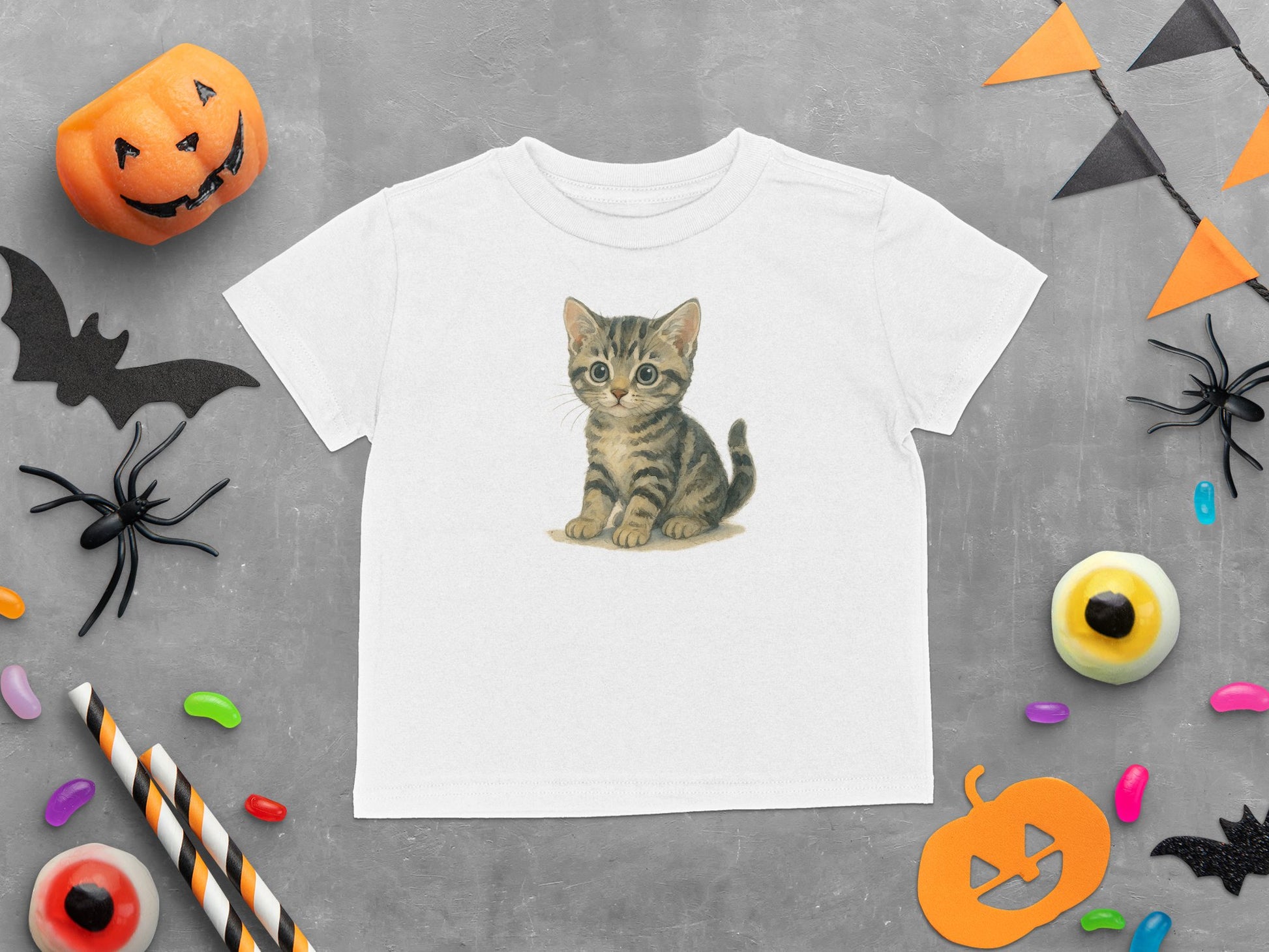 Cute Kitten Graphic Tee for Kids Halloween Product