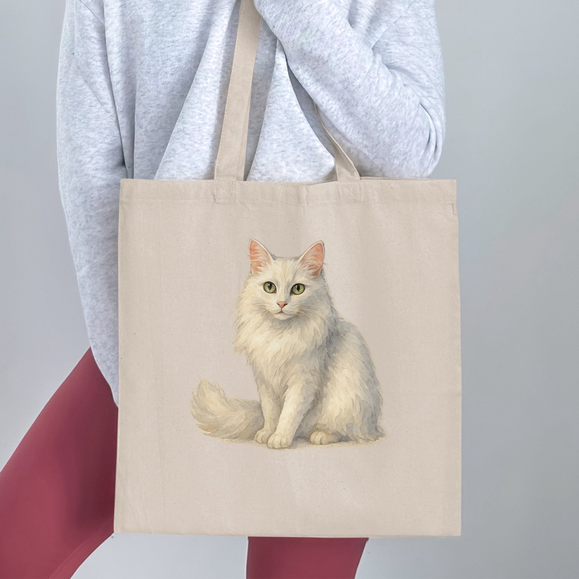 Adorable Fluffy Cat Print on Tote Bag Product Type
