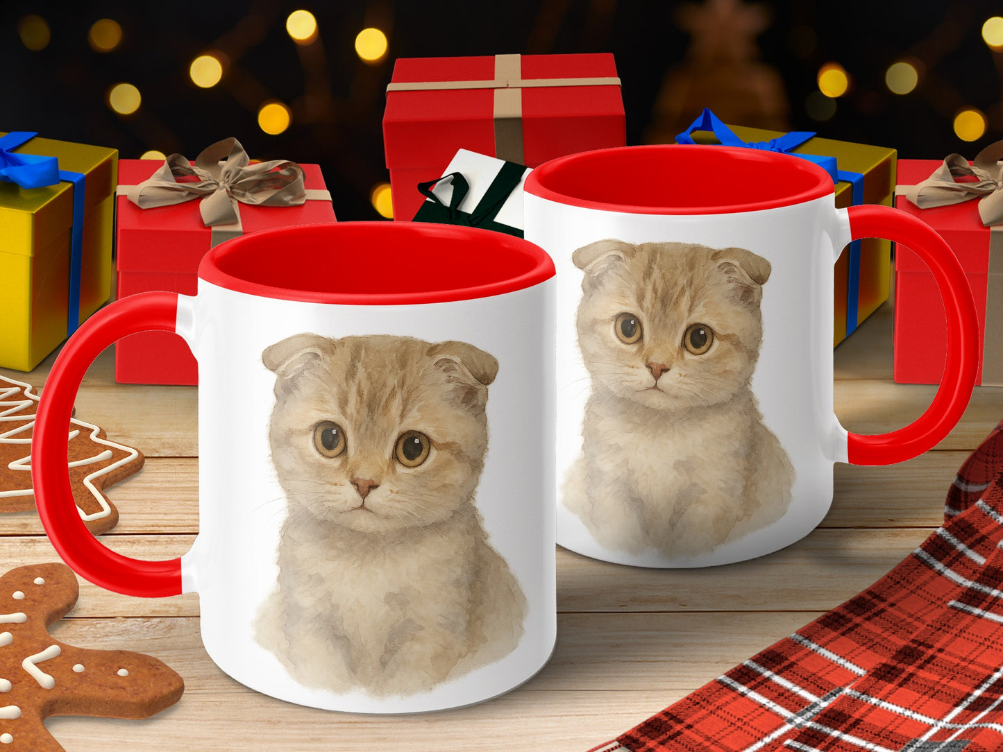 Adorable Scottish Fold Cat Illustration Mug product type