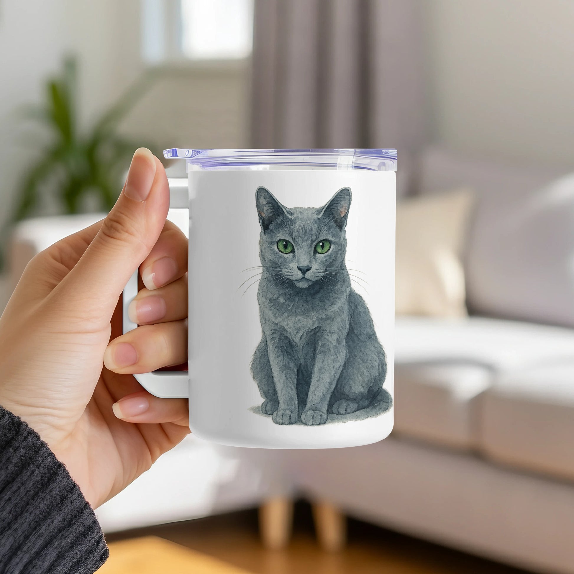 Charming Gray Cat Art on Durable Mug product