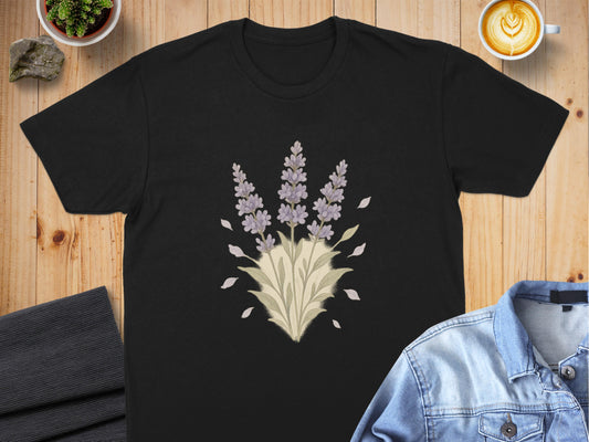 Lavender Bouquet Graphic Design Black T-shirt product