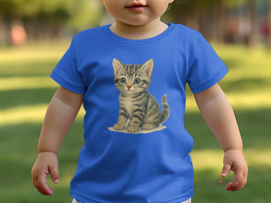 Cute Kitten Design on Blue Tee Kids Product