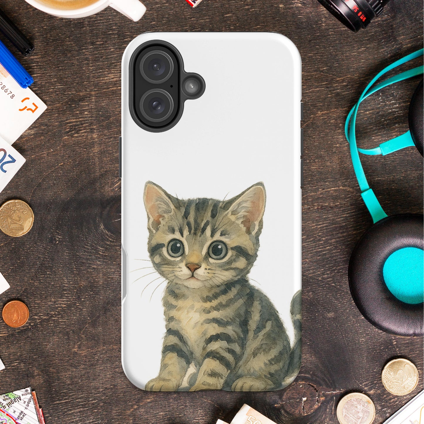 Adorable Kitten Illustration Design Phone Case Product