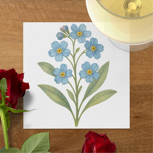 Blue Floral Painting with Red Roses Card product