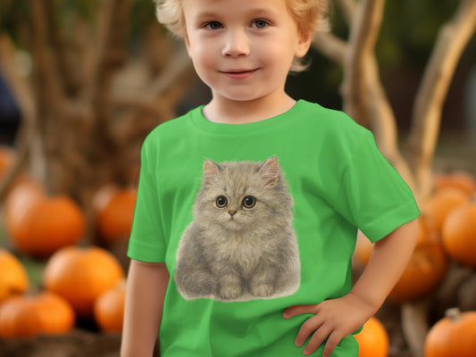 Cute Kitten Print on Green Toddler Shirt product