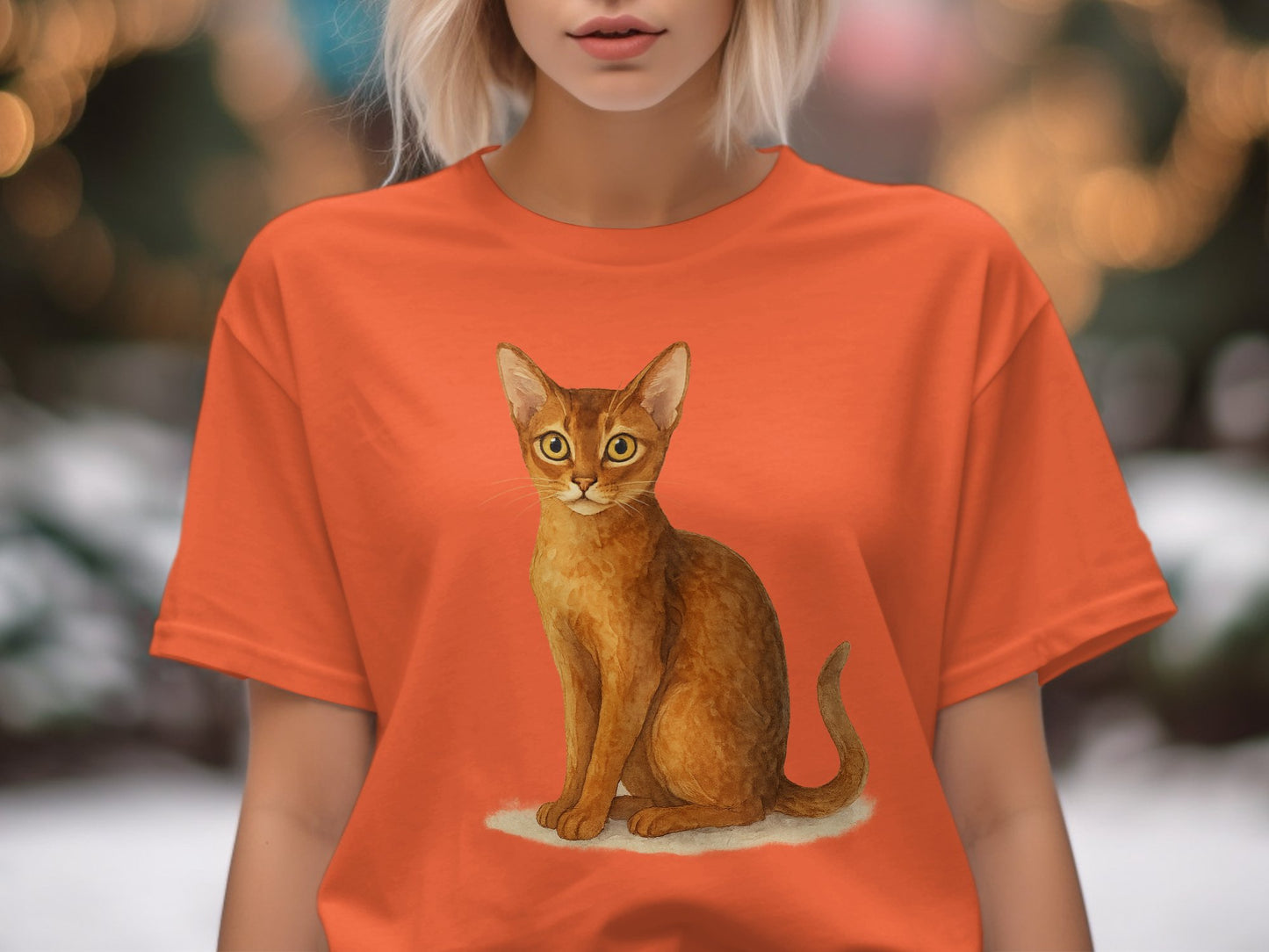 Cute Cat Illustration Orange Tee product type