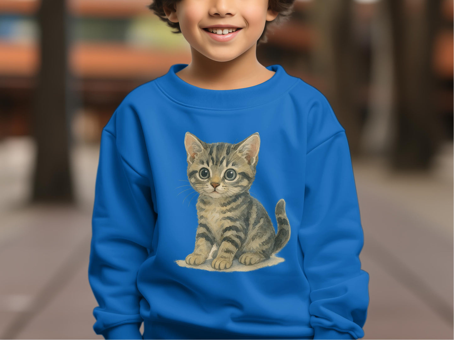 Adorable Kitten Print on Blue Youth Sweatshirt product