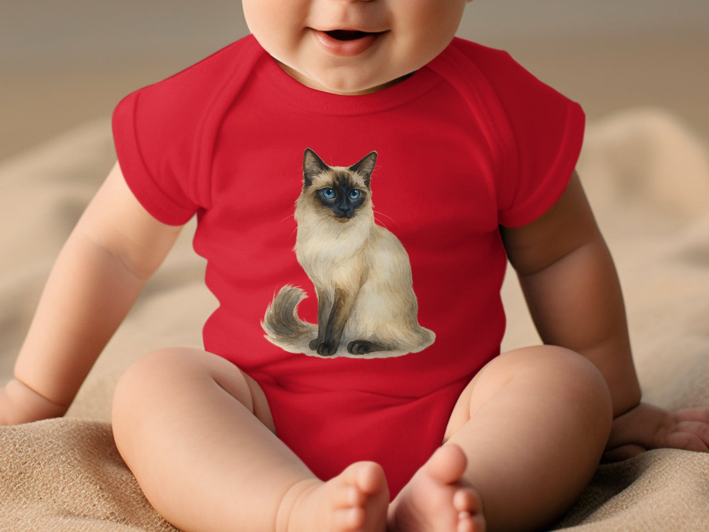Adorable Baby Onesie Featuring Siamese Cat Design product type