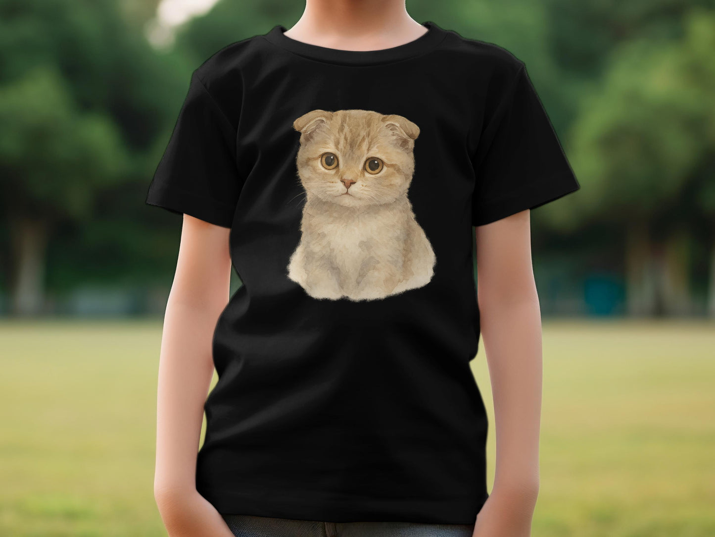 Cute Scottish Fold Kitten Print T-Shirt product