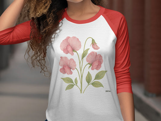 Floral Graphic Baseball Tee Casual Wear Top Product