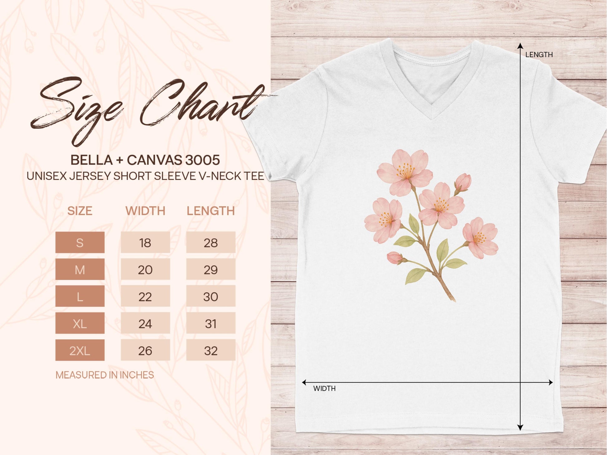 Floral Cherry Blossom V-Neck Jersey Tee Shirt product