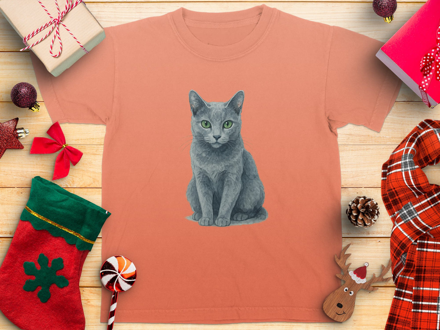 Festive Cat Graphic Short Sleeve Shirt product