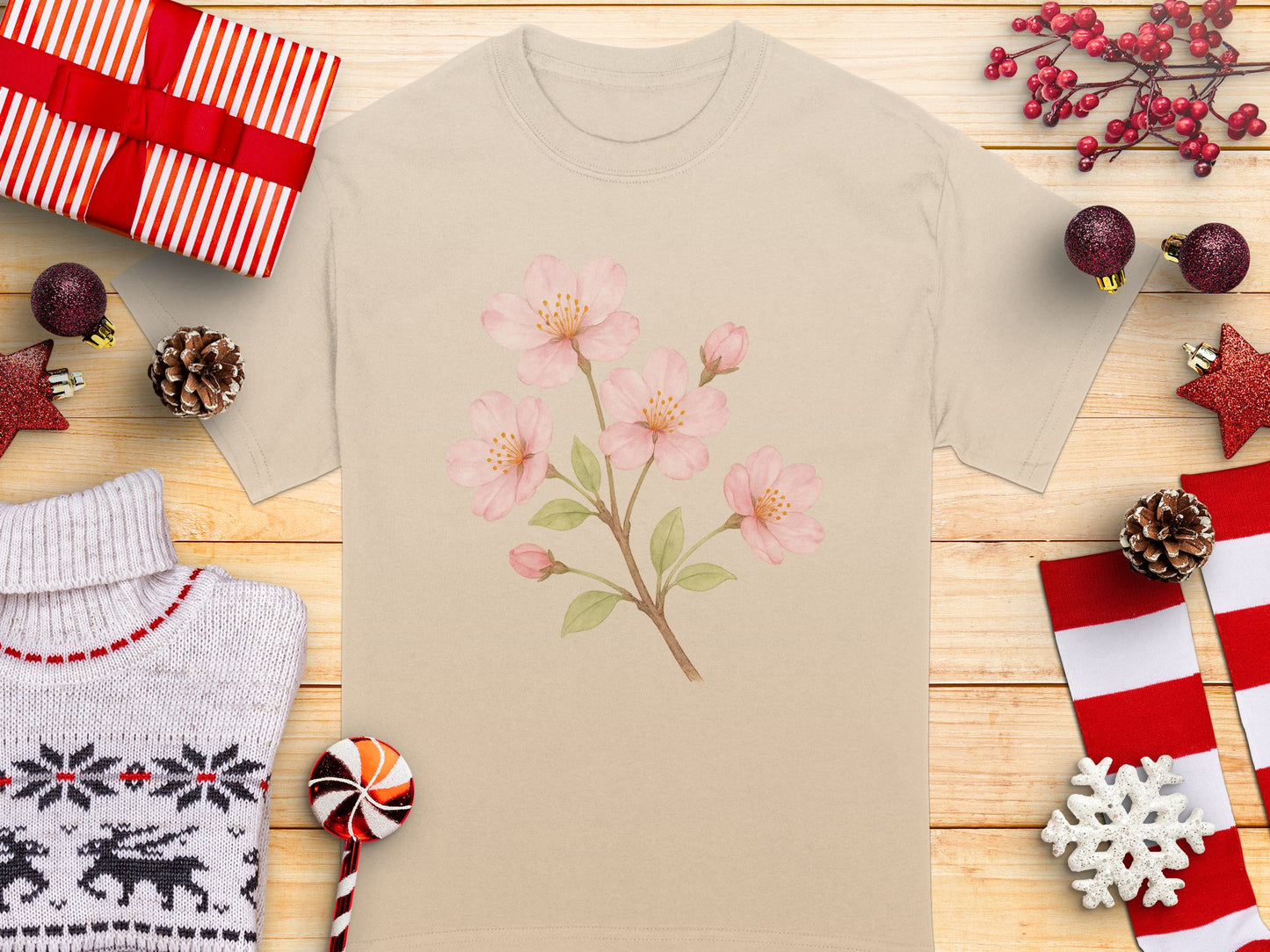 Floral Blossom Soft Pastel Beige Graphic Tee product type