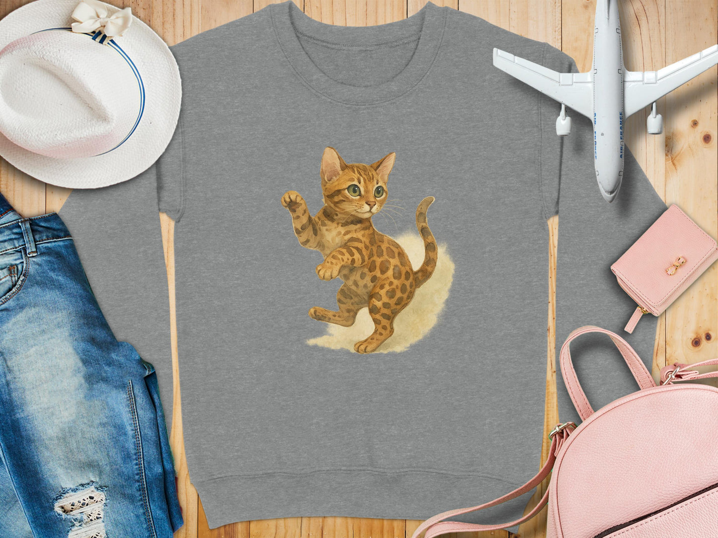 Playful Leopard Cat Print on Cozy Sweatshirt product