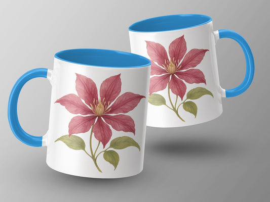 Pink Floral Mug with Blue Handle Design product type
