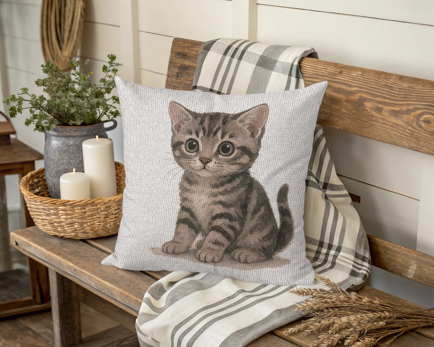 Adorable Kitten Sitting Design Decorative Pillow product