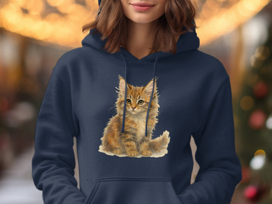 Cozy Warm Hoodie Featuring Adorable Kitten Print Hoodie Product