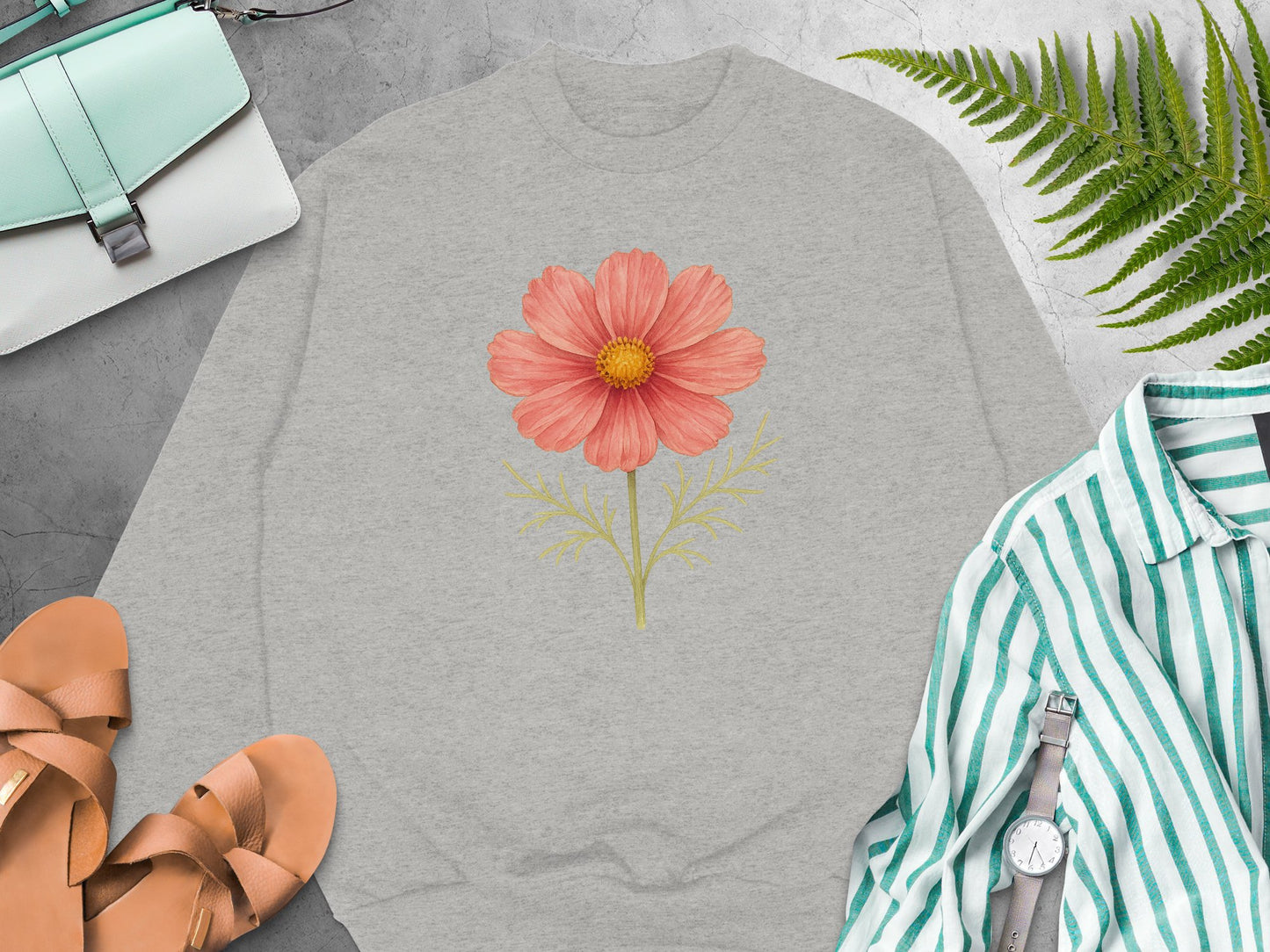 Floral Graphic Grey Long Sleeve Sweatshirt product type