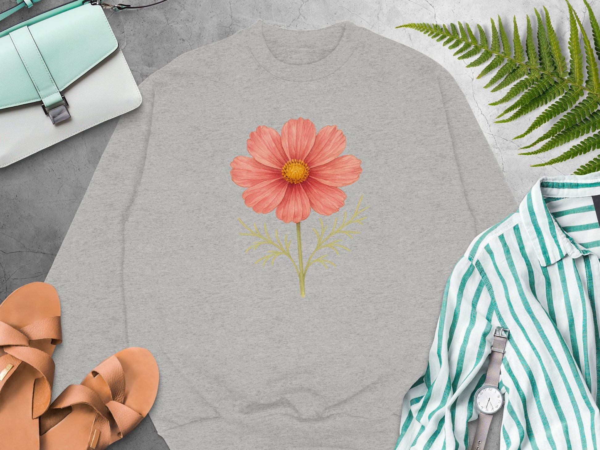 Floral Graphic Grey Long Sleeve Sweatshirt product type