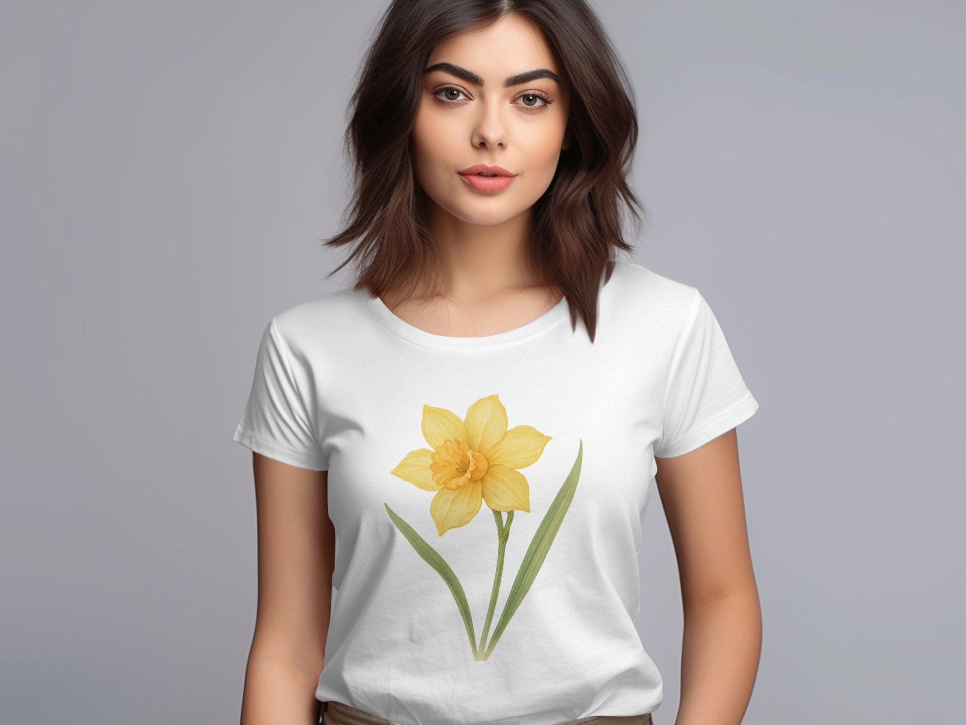 Yellow Daffodil Graphic White Tee Shirt product type