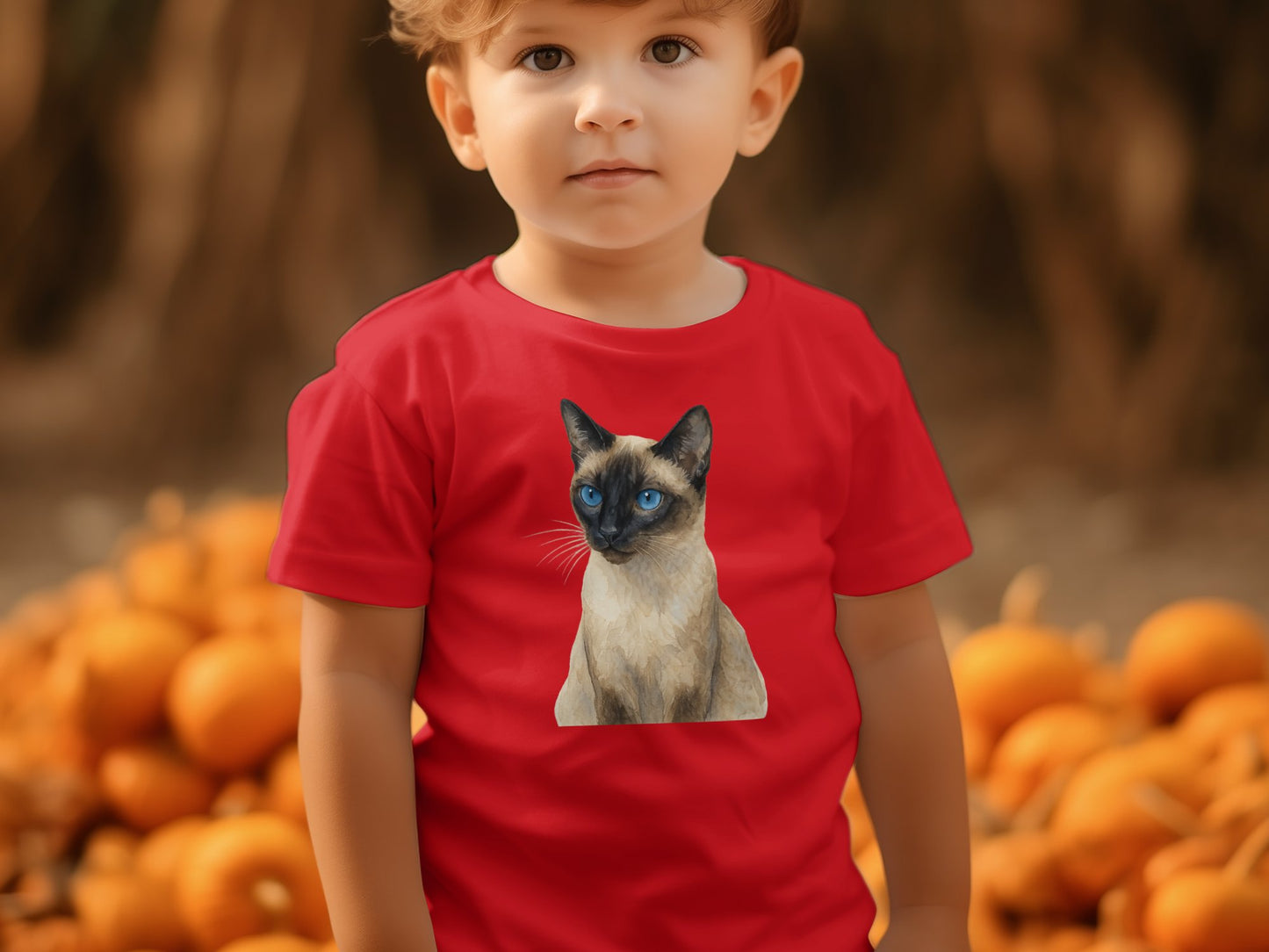 Adorable Cat Design on Red T-Shirt Product Type