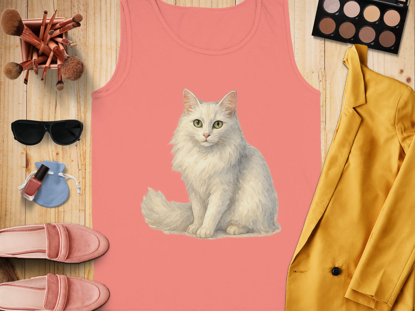 Adorable White Cat Printed Women's Tank Top product type