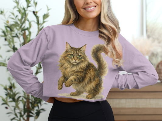 Adorable Fluffy Cat Illustration Women's Shirt product