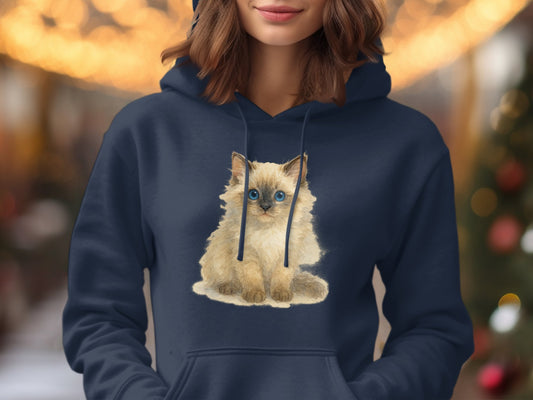 Adorable Blue Eyed Kitten Print on Hoodie product type
