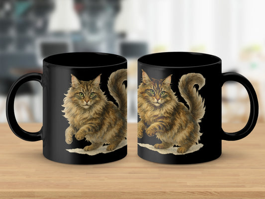 Adorable Fluffy Cat Design Graphic Illustrated Mugs product
