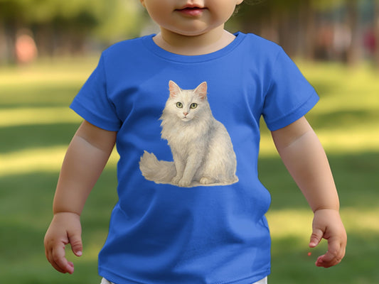 Adorable Cat Print Design on Blue Toddler Shirt product