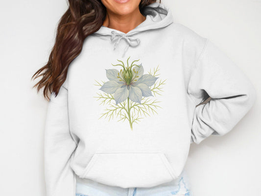 Elegant White Hoodie with Unique Floral Design product