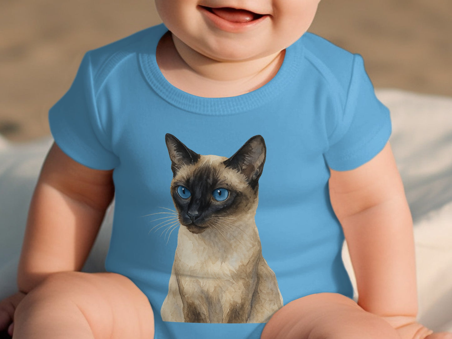 Cute Baby Onesie with Siamese Cat Print product