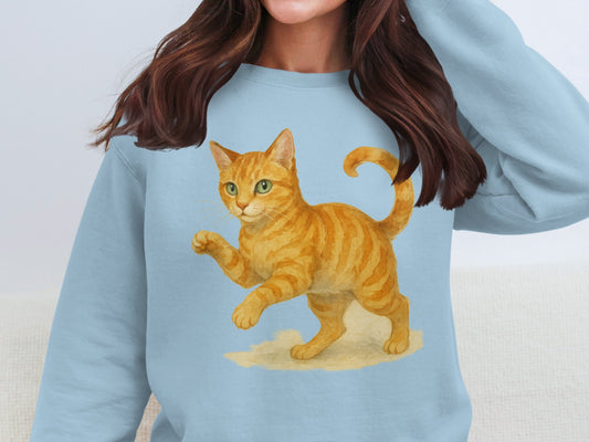 Cozy Light Blue Cat Art Print Sweatshirt product type