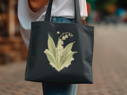 Elegant Lily of the Valley Black Tote Bag product type