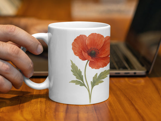 Beautiful Floral Red Poppy Design Coffee Mug product