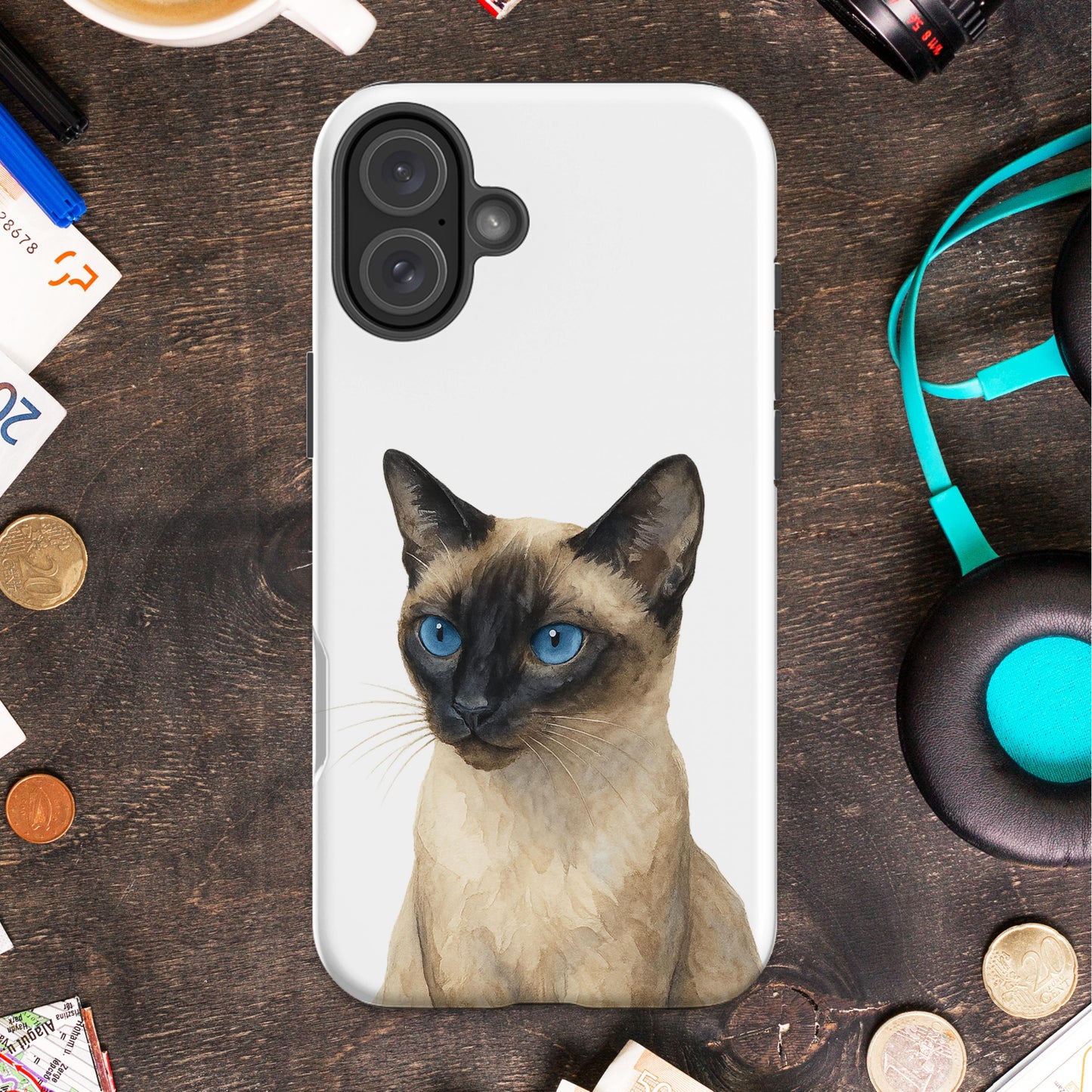 Realistic Siamese Cat Illustration Phone Case product