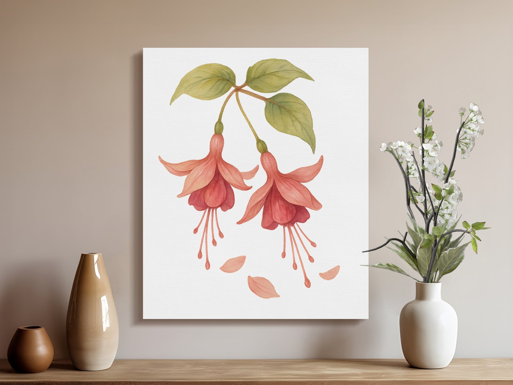 Elegant Floral Artwork With Fuchsia Blooms Canvas product