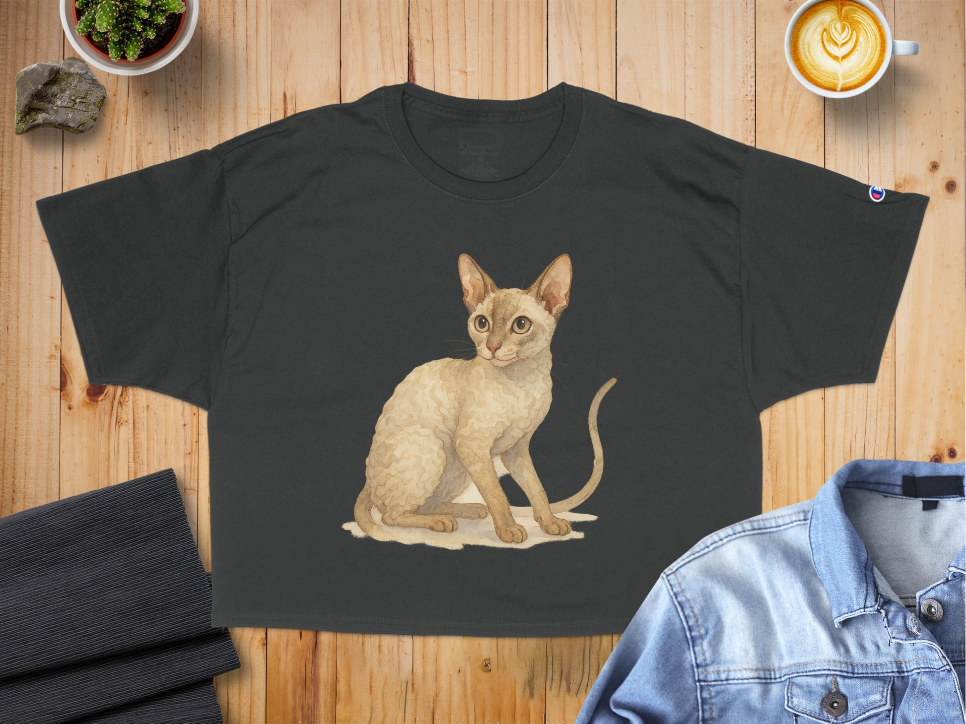 Vintage Style Cat Illustration on Dark Gray T-Shirt product