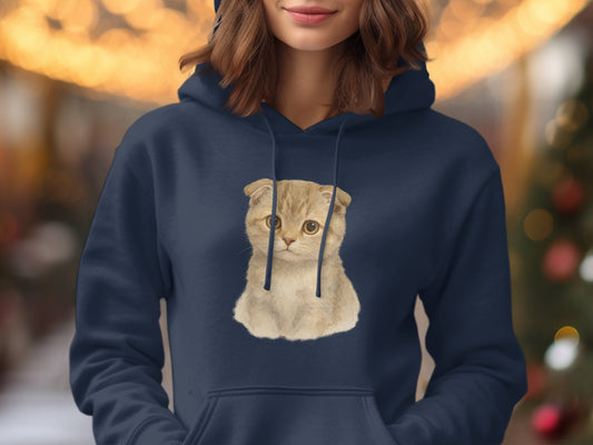 Cozy Hoodie Featuring Adorable Cat Design product type