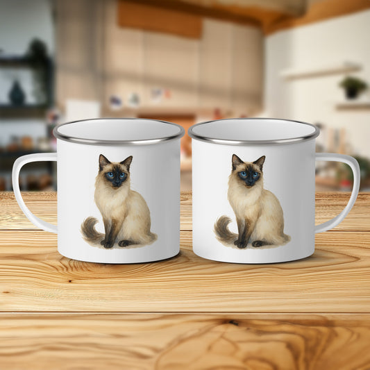 Charming Siamese Cat Illustration Camping Mug product type
