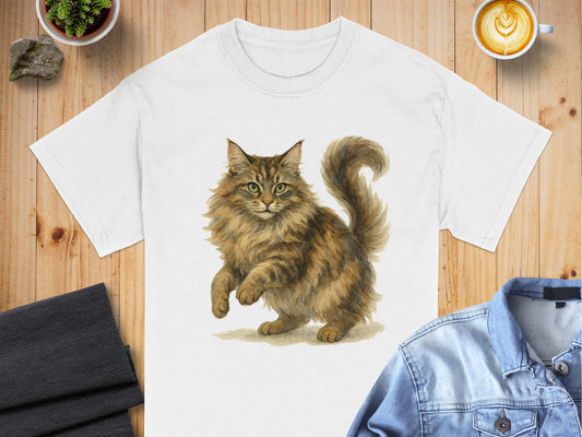 Fluffy Maine Coon Cat Graphic Print Tee product type