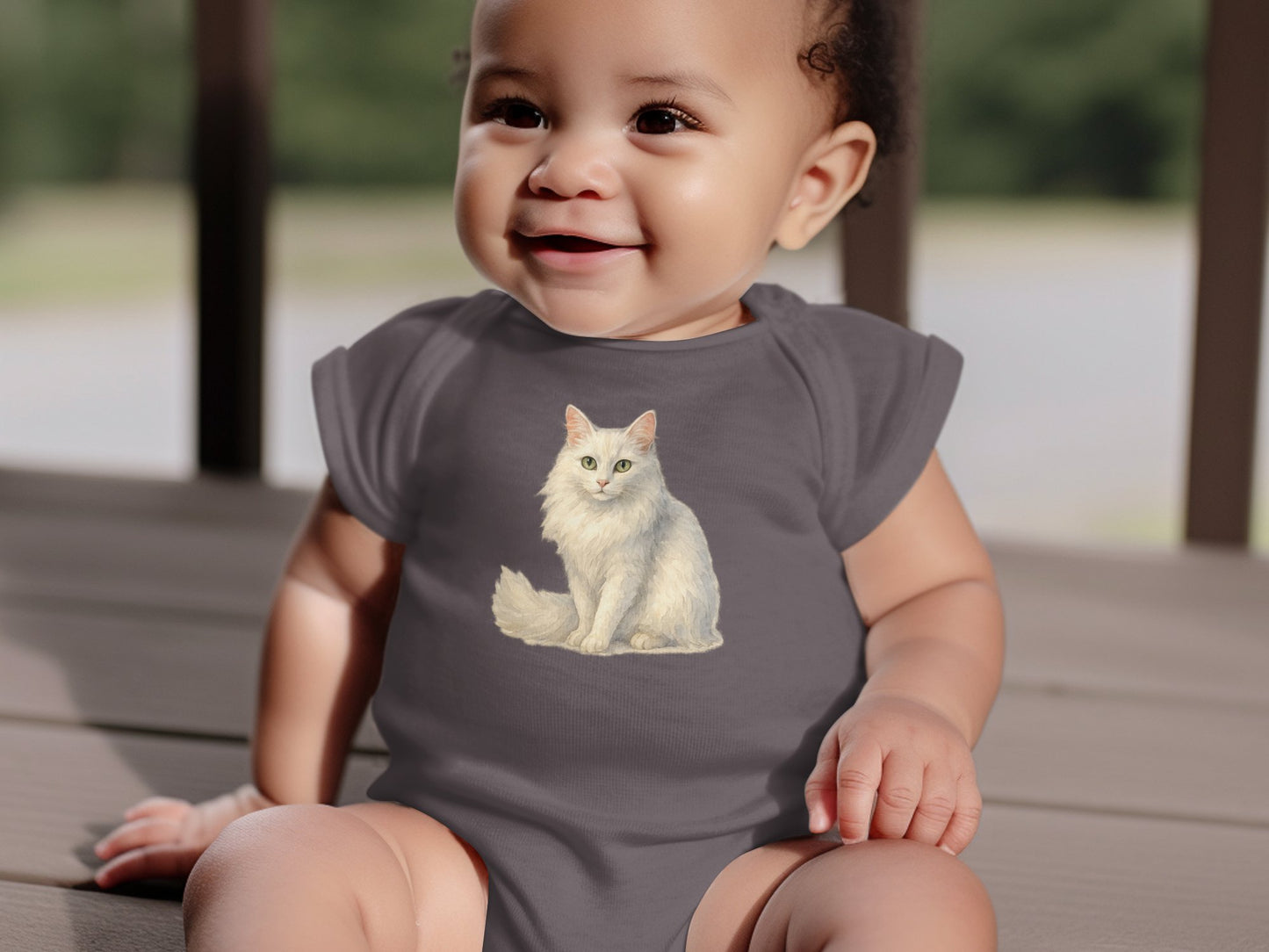 Adorable Baby Bodysuit with Cute Cat Print product type