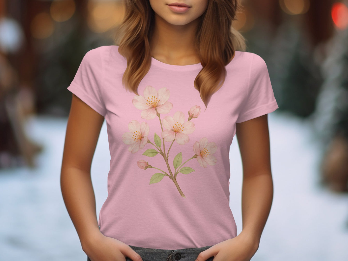 Floral Cherry Blossom Print Short Sleeve Shirt product