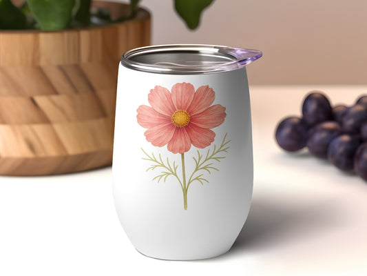Beautiful Pink Flower Design on White Tumbler product
