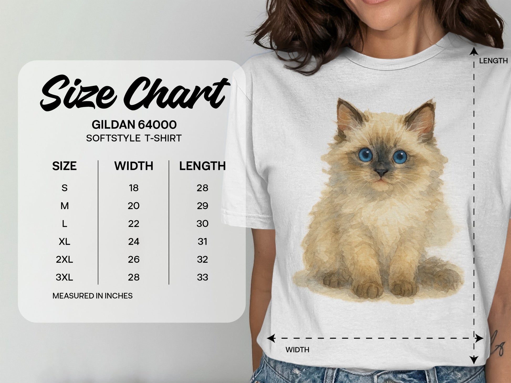 Cute Fluffy Kitten Print Design T-Shirt product